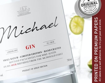 Personalised Gin label  // Birthday Gin Labels // Unique Birthday Gift // Personalised Gifts // Custom Wine Label // Original Gin