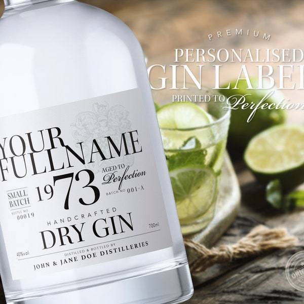 Personalised Birthday Gin Label Gift Idea / Unique Gift / Personalised Gifts / Custom Gin Label / High Quality / Perfect Gift / Gin Lover