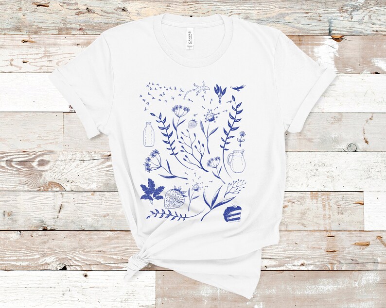 Wildflower Shirt Botanical Shirt Vintage T Shirt Flower Etsy