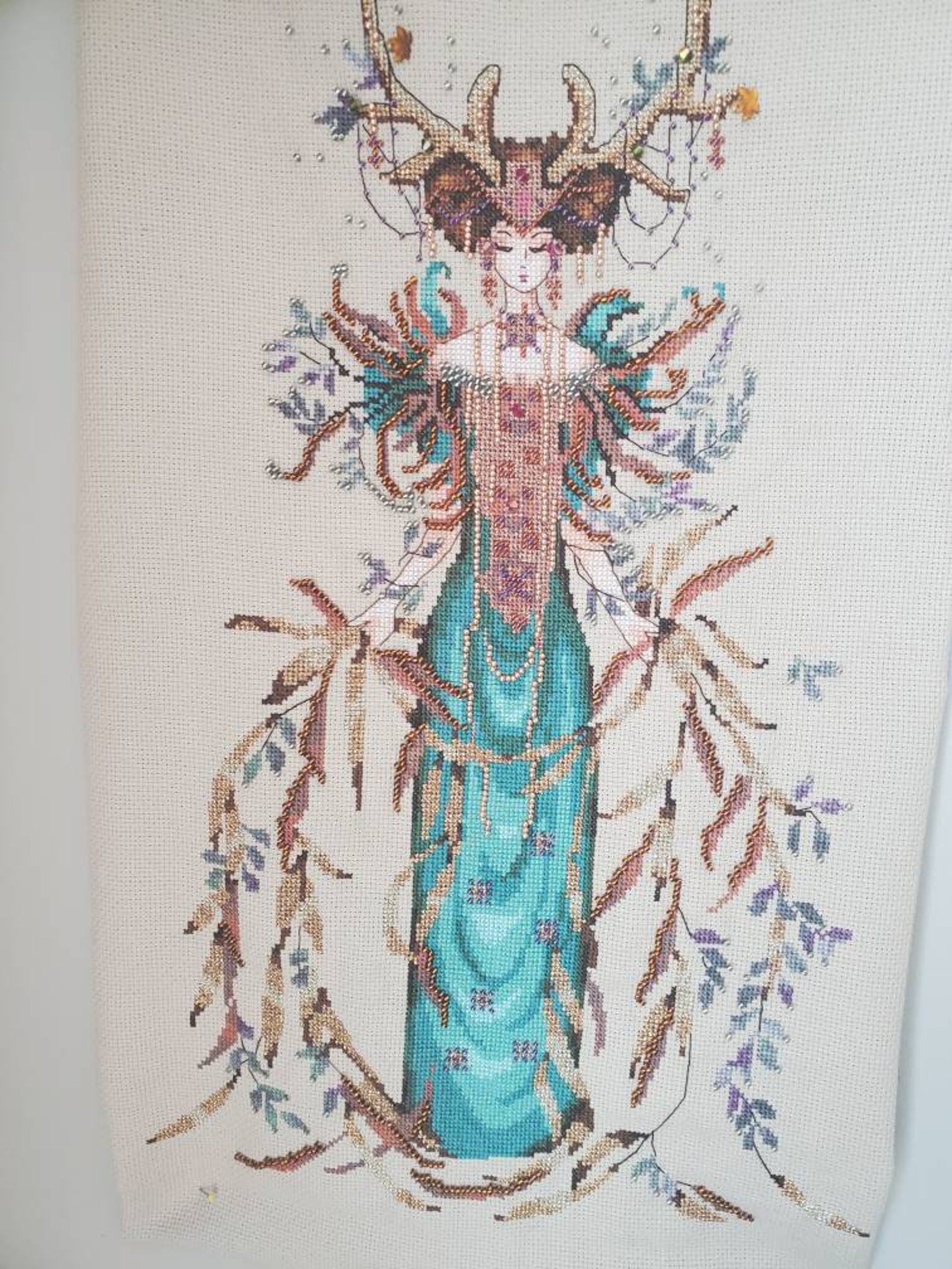 FINISHED Nora Corbett Cross Stitch cathedral Woods Etsy