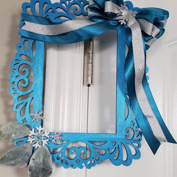 Christmas Wreath Picture Frame Etsy