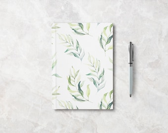 Botanical A5 Journal | Notebook | Green, Leaves, Nature | Watercolour | Patterned | Contemporary Design | Stationery