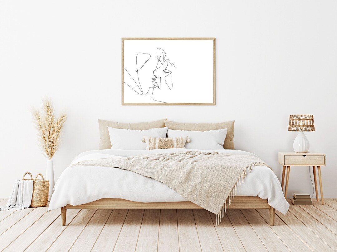 Romantic Line Art Print Bedroom Wall Art Contemporary Home Etsy