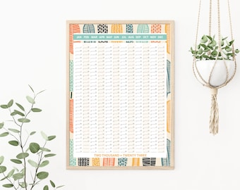 2023 Colourful Year Wall Planner | 2023 Vertical Wall Calendar | Large Yearly Wall Planner | Fun, Abstract Printed Wall Planner | A1, A2, A3