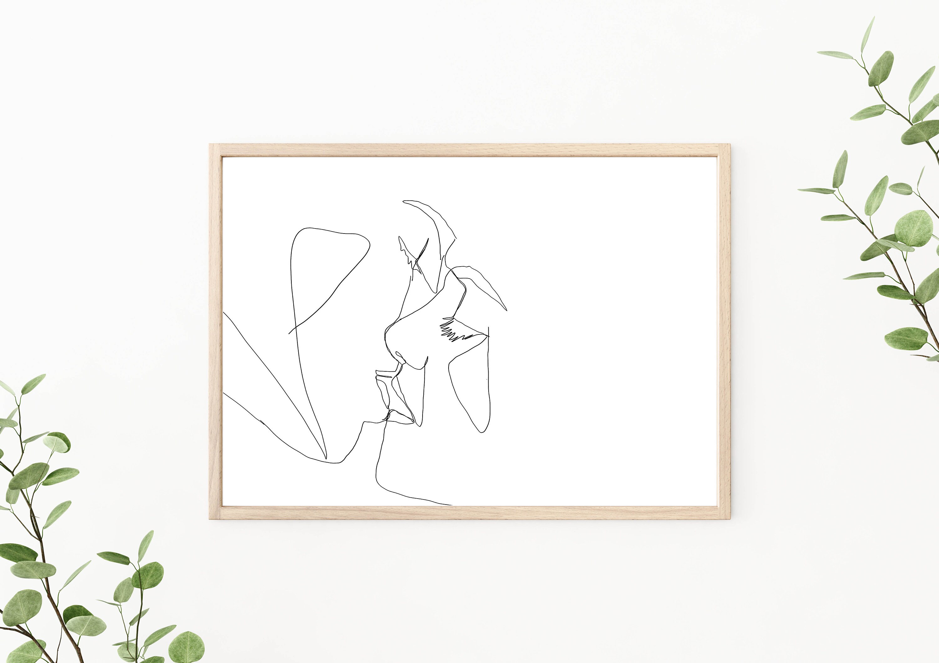 Romantic Line Art Print Bedroom Wall Art Contemporary Home Etsy