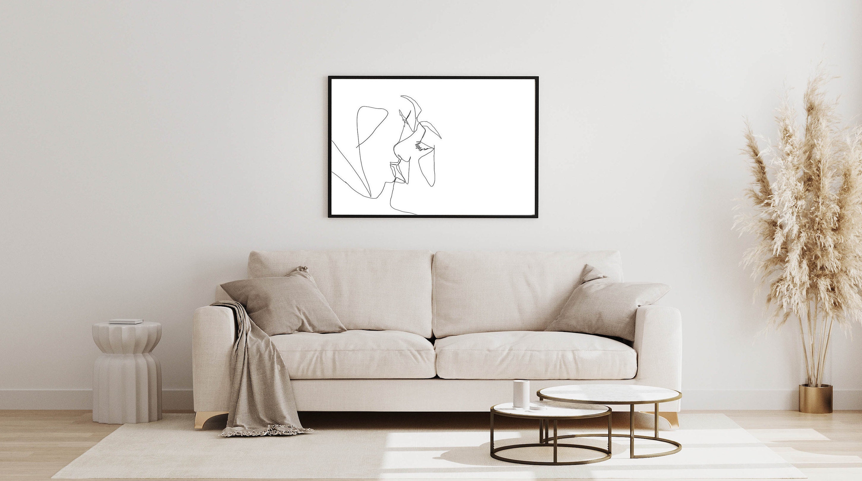 Romantic Line Art Print Bedroom Wall Art Contemporary Home Etsy