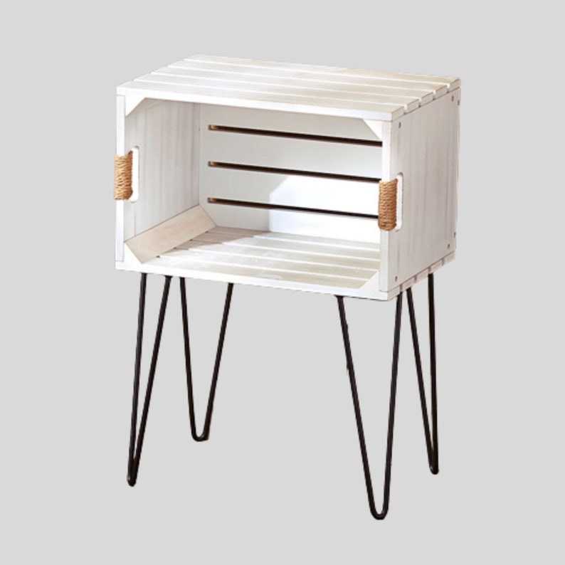 Unique Rustic Wooden Crate End Tables Hairpinstyle Black Etsy