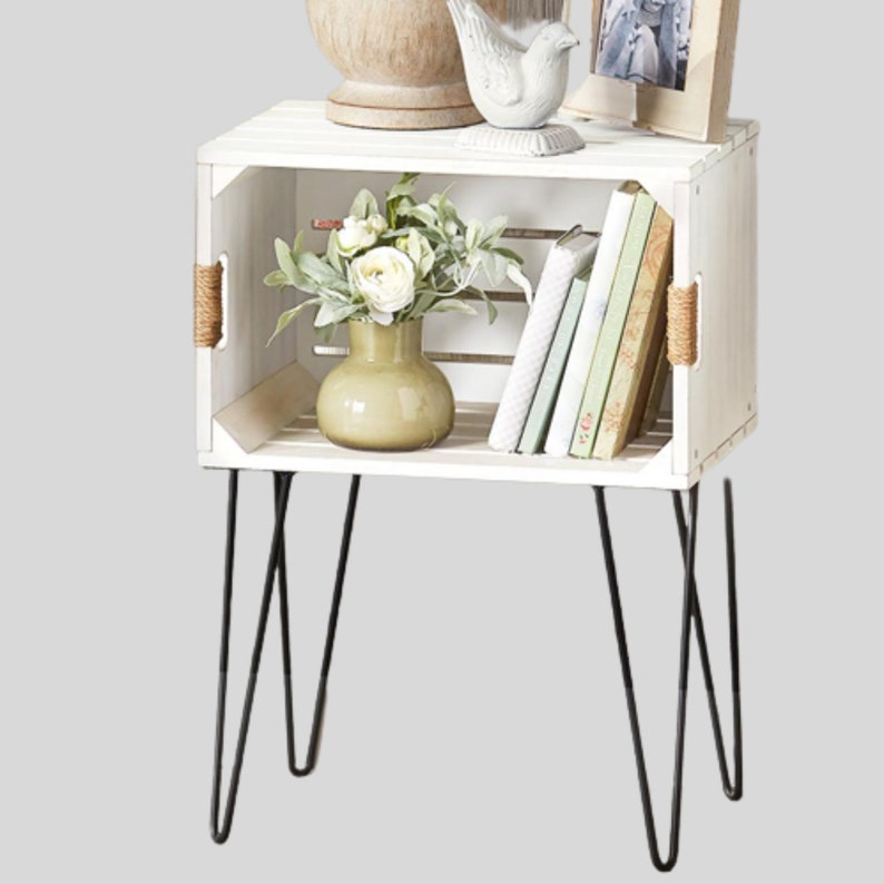 Unique Rustic Wooden Crate End Tables Hairpinstyle Black Etsy