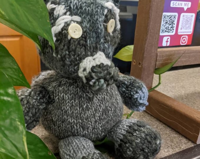Hand Knit Racoon Plushie