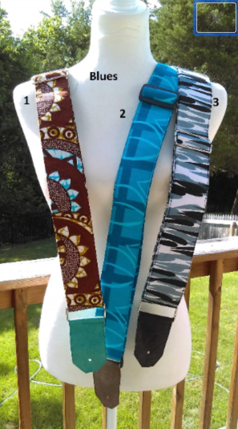 African Guitar Straps: Nigerian Ankara & Leather image 1