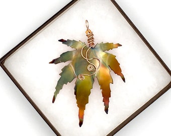 Large Copper and 14K Rose Gold Filled Maple Leaf with fall colors
