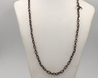 Copper Cable Link Chain with dark Patina, 4 links per inch, handmade toggle clasp, non-tarnishing