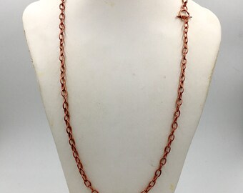 Copper Cable Link Chain, 4 links per inch, handmade toggle clasp, non-tarnishing