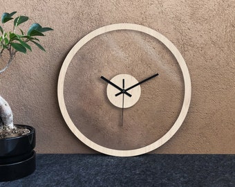 DUS 40cm Horloge Murale Industriel Horloge Engrenage Vintage Pendule Murale en Bois Wall Clock Home Decor