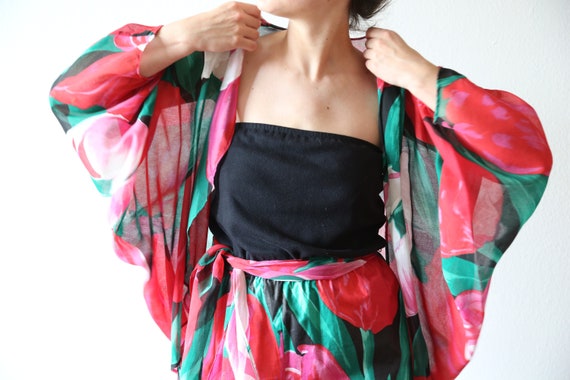 vintage 80s colorful floral tulip summer romper pa