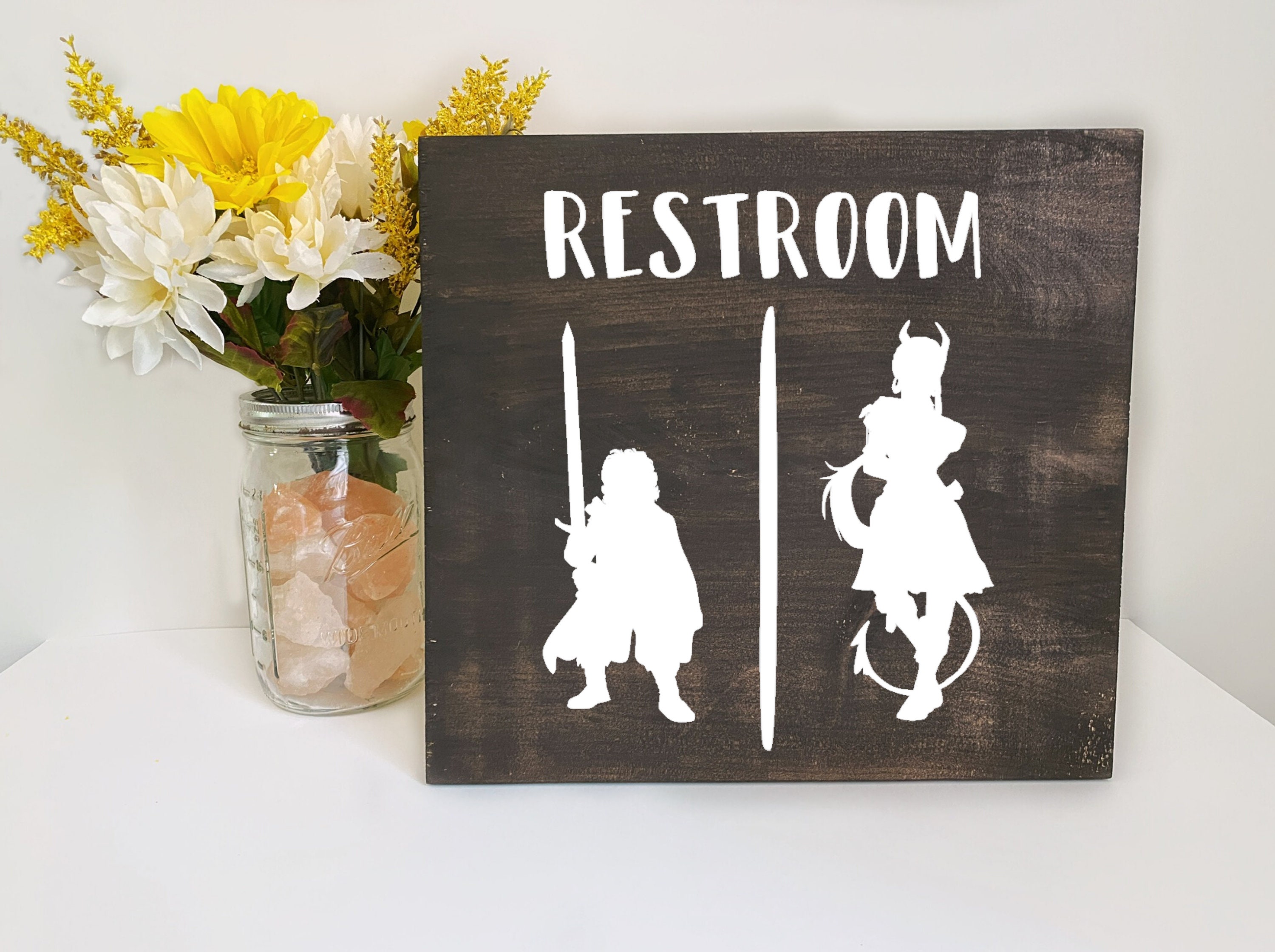 DND bathroom wood sign gift for DM dungeons and dragons Etsy