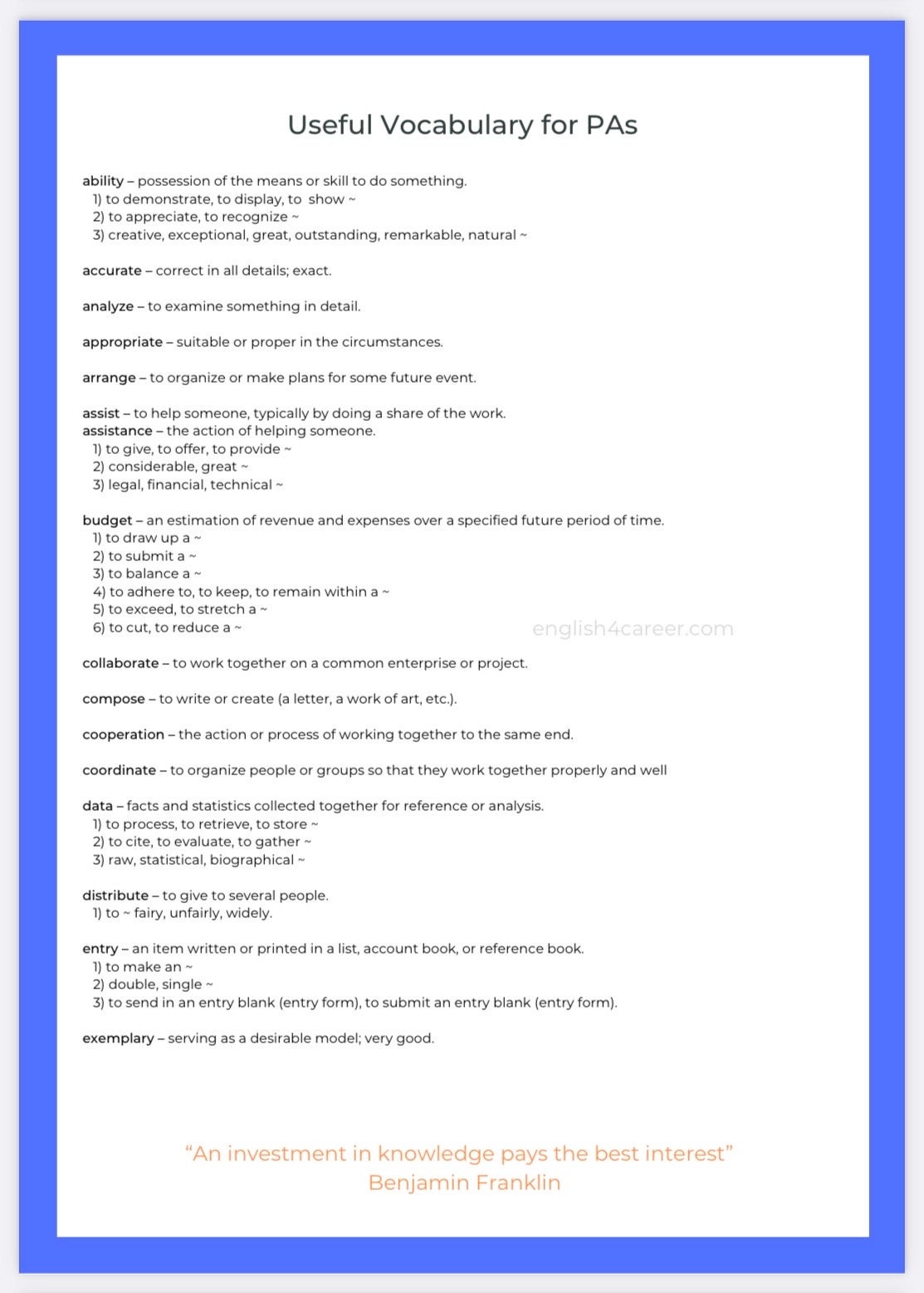 English for Personal Assistants PDF Book | Self-study Downloadable ...