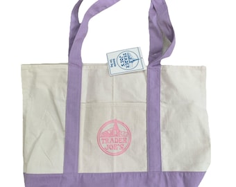 Trader Joe’s Lavender Purple Large Canvas Tote Shopping Bag 2026 NWT