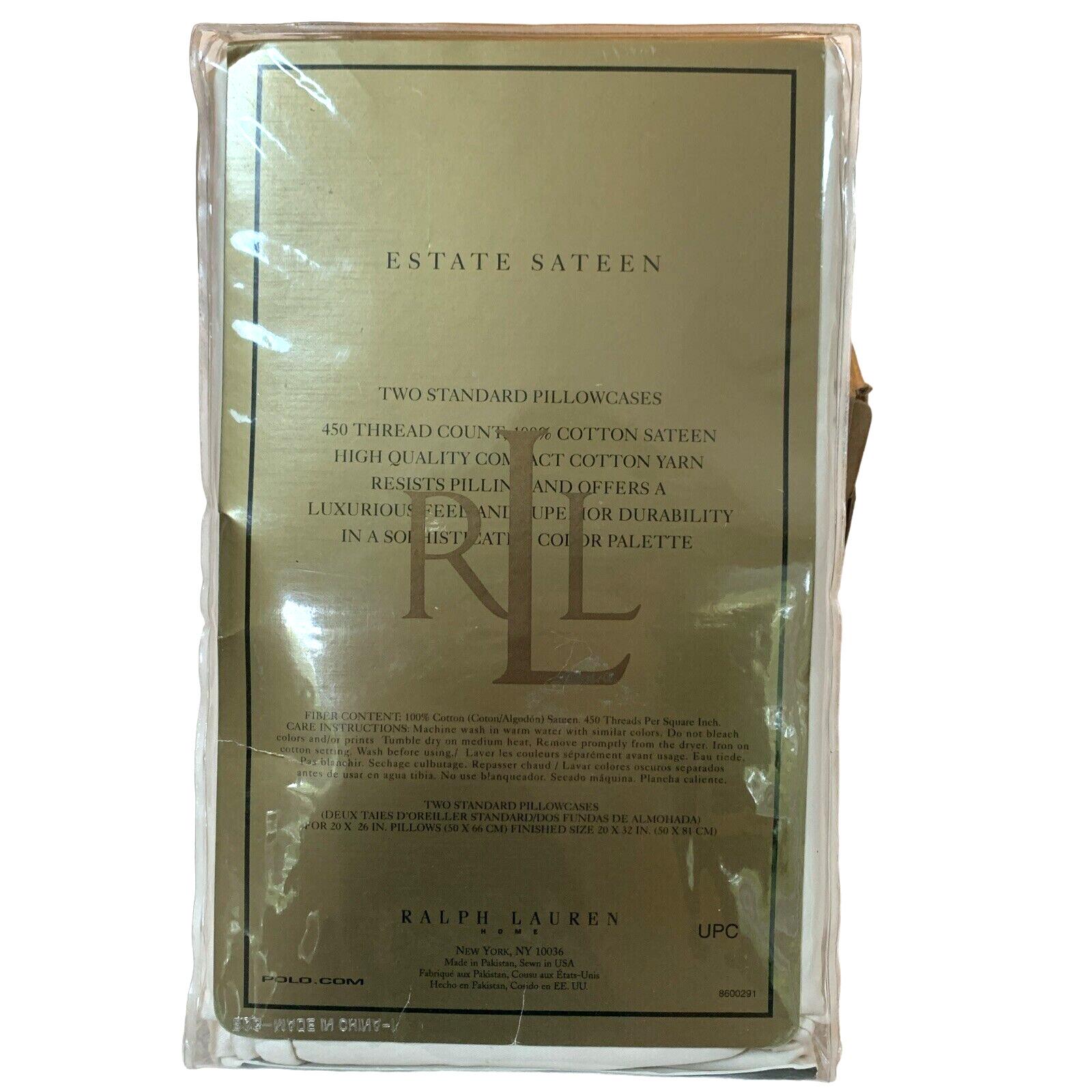 NEW Vintage Ralph Lauren Standard Pillowcases - 350 COUNT- Almond