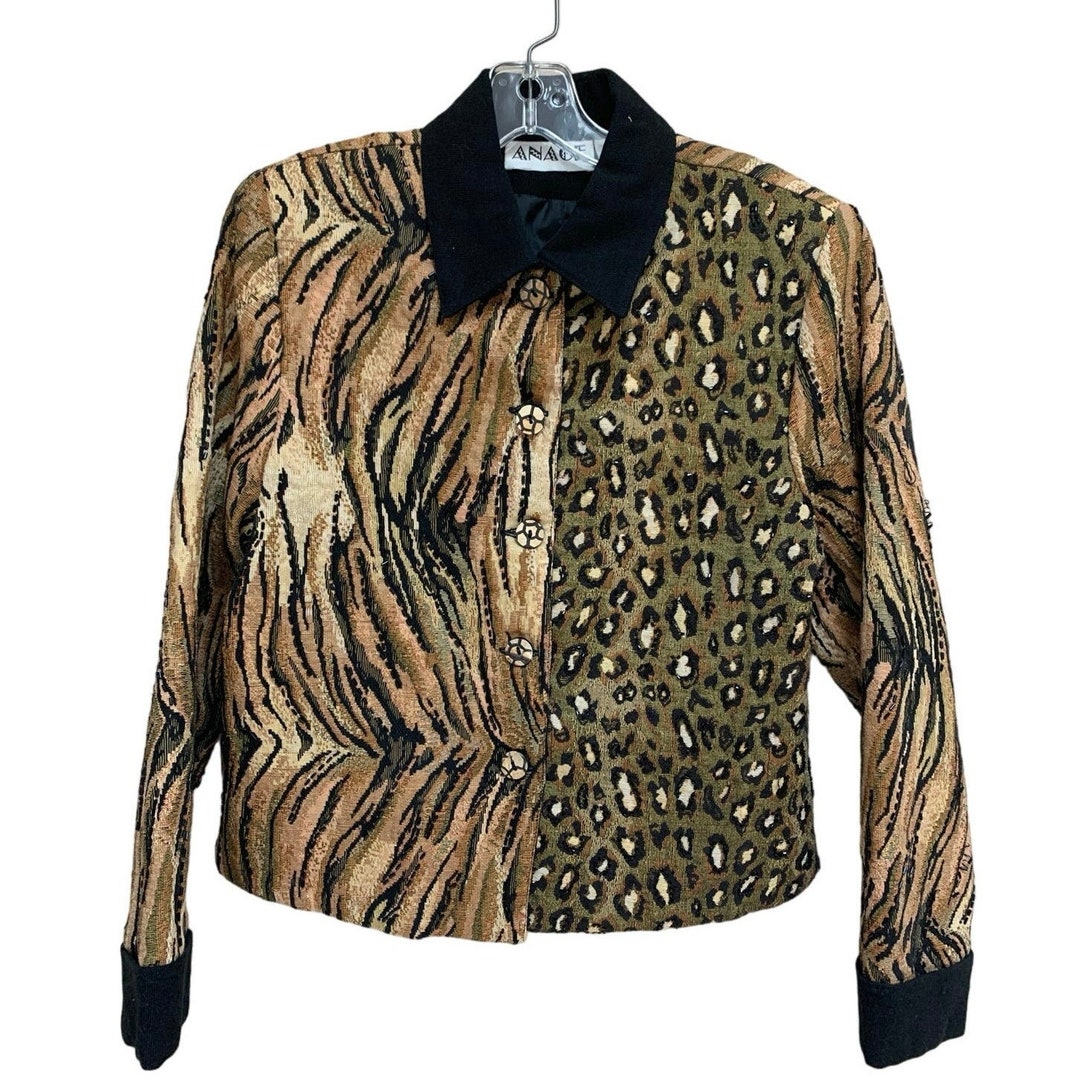 Vintage ANAGE Tapestry Jacket, Animal Print, Size Small - Etsy
