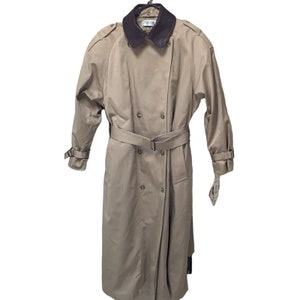 Vintage J.G. Hook Trench Coat Womens Size 14R Plaid Lined Yoke