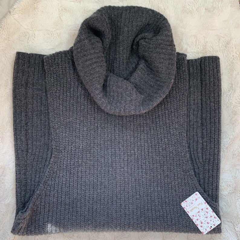 Free People Medium Need It Now Sleeveless Sweater Vest Back Slit Lambswool Grey afbeelding 6