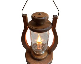 VTG Handmade Wood Lantern Ball Jar Electric Country Cabin Primitive