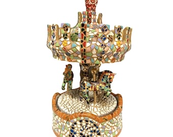 Barcino Classic Mosaic Musical Carrousel Hand Painted 04527 In Box Made In Spain