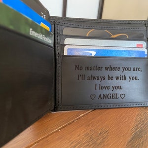 Personalized Leather Mens Wallet, Gift for Father's Day, Dad, Boyfriend, Him Husband, Handwriting Engraved Custom Wallet, Anniversary Gift image 7