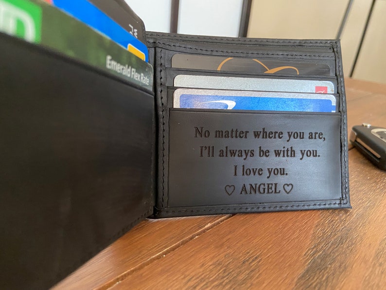 Personalized Leather Mens Wallet, Gift for Father's Day, Dad, Boyfriend, Him Husband, Handwriting Engraved Custom Wallet, Anniversary Gift image 7