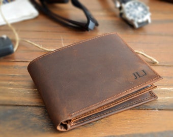 Personalized Leather Mens Wallet, Gift for Father's Day, Dad, Boyfriend, Him Husband, Handwriting Engraved Custom Wallet, Anniversary Gift