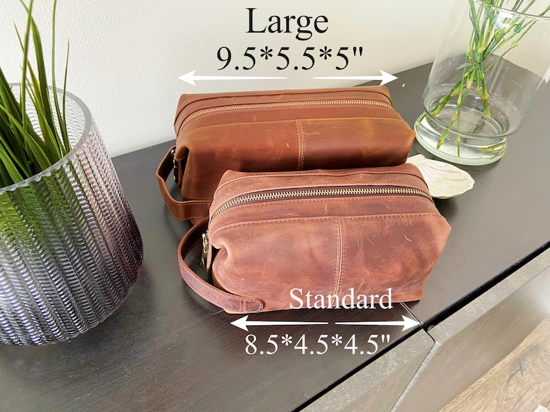 Personalized Gift for Dad l Custom Mens Leather Toiletry Bag l Travel Doop Kit Bag l Anniversary Gift for Him, Father, Boyfriend, Groomsmen image 9