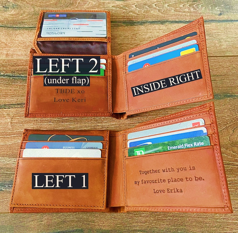 Personalized Leather Mens Wallet, Gift for Father's Day, Dad, Boyfriend, Him Husband, Handwriting Engraved Custom Wallet, Anniversary Gift image 10