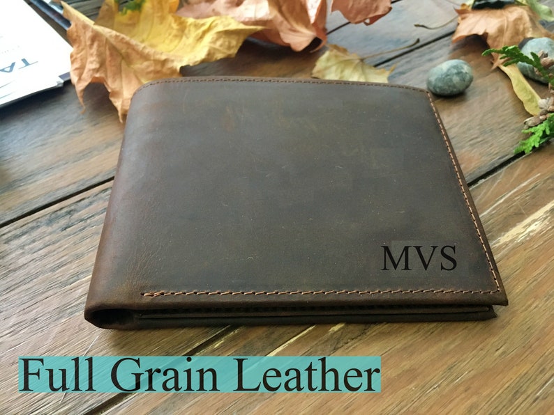 Personalized Leather Mens Wallet, Gift for Father's Day, Dad, Boyfriend, Him Husband, Handwriting Engraved Custom Wallet, Anniversary Gift image 6