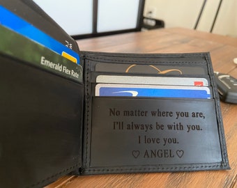 Personalized Leather Mens Wallet, Gift for Father's Day, Dad, Boyfriend, Him Husband, Handwriting Engraved Custom Wallet, Anniversary Gift