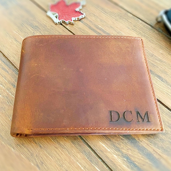 Personalized Super Slim Leather Mens Wallet Father's Day Gift, Custom Engraved Gift for Anniversary, Him, Boyfriend, Father, Dad, Husband