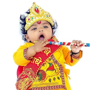 Baby Krishna Dress for Janmashtami with Krishna Mukut, Peacock Feather –  Raj Costumes