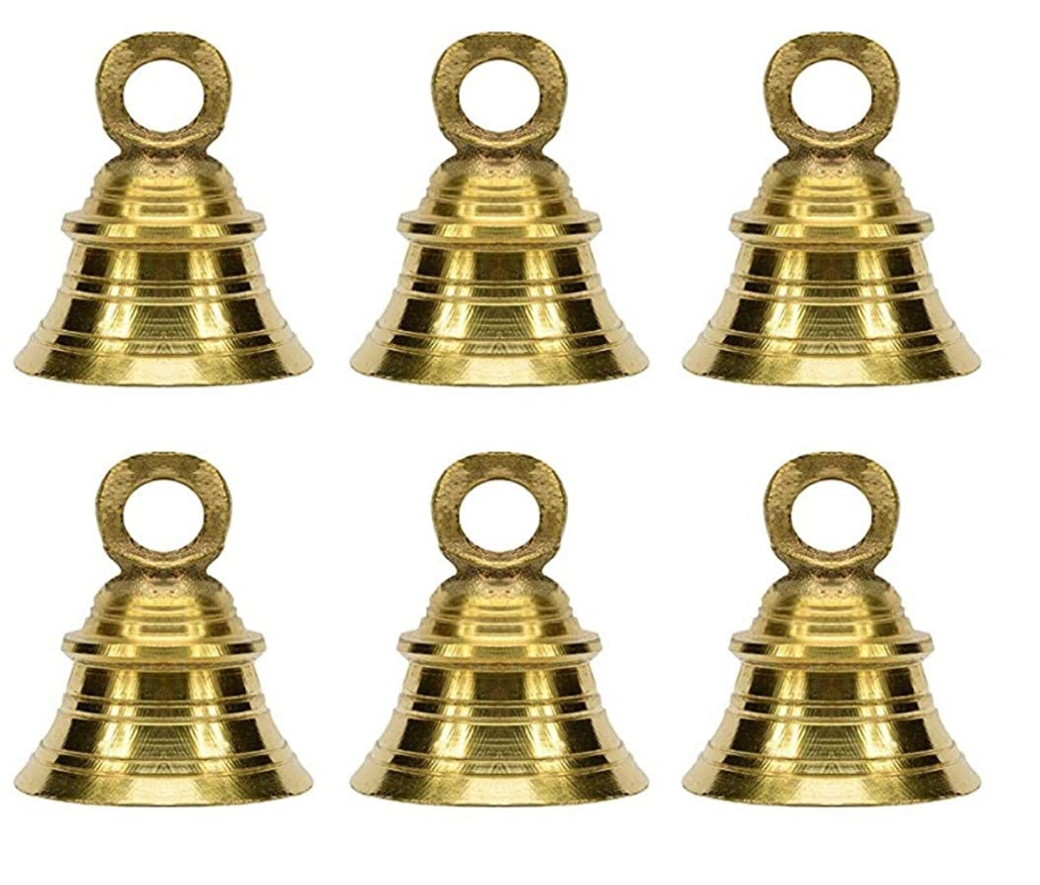 TINY RUSTIC GOLD Bells-10 Micro Cone Shape Triangular Bells-so