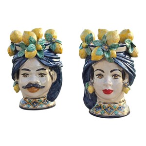 Pair of Moorish Heads with a Crown of Lemons