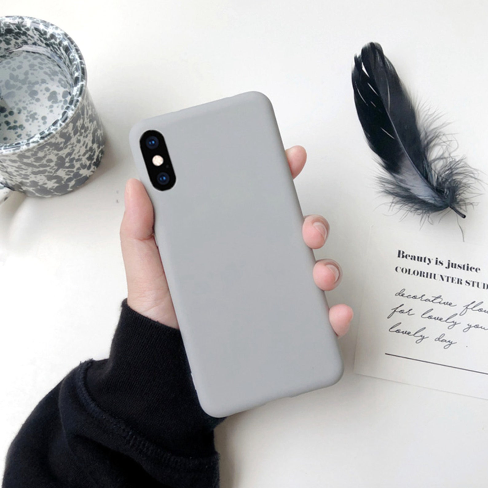 Gray Phone Case for iPhone XR X XS Max 6s 7 8 Plus 11 Pro Max Etsy