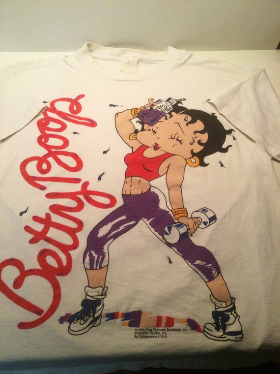 Vintage Betty Boop Working Out T Shirt Huge Cursiv
