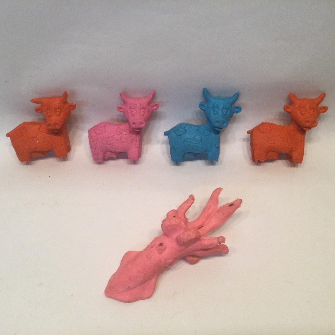 Cow Squid Erasers Vintage Diener Horns Tail Udder Hooves Ears Etsy
