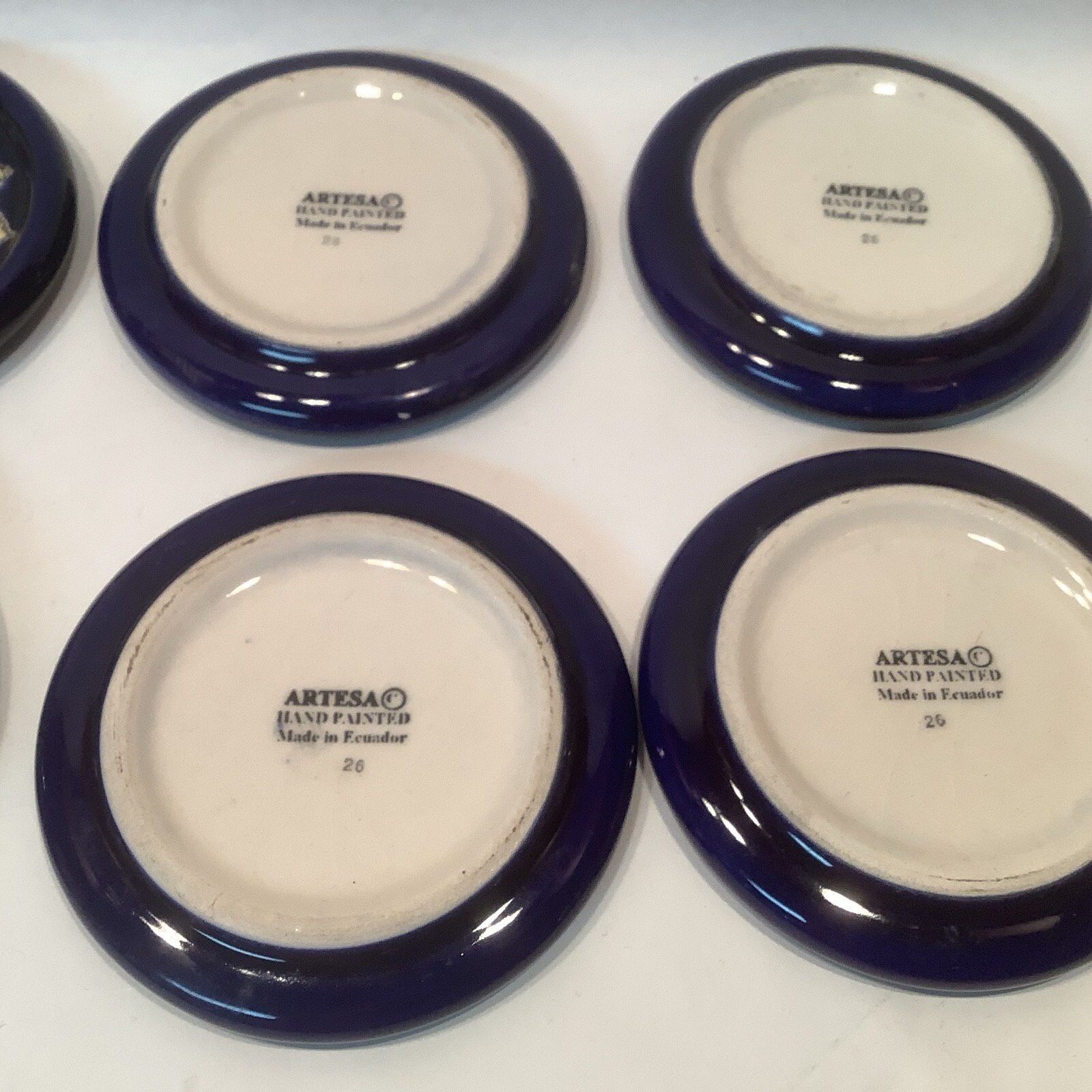 8 Eduardo Vega Artesa Girasol Azul Coasters Sunflower Cobalt Blue HAND ...