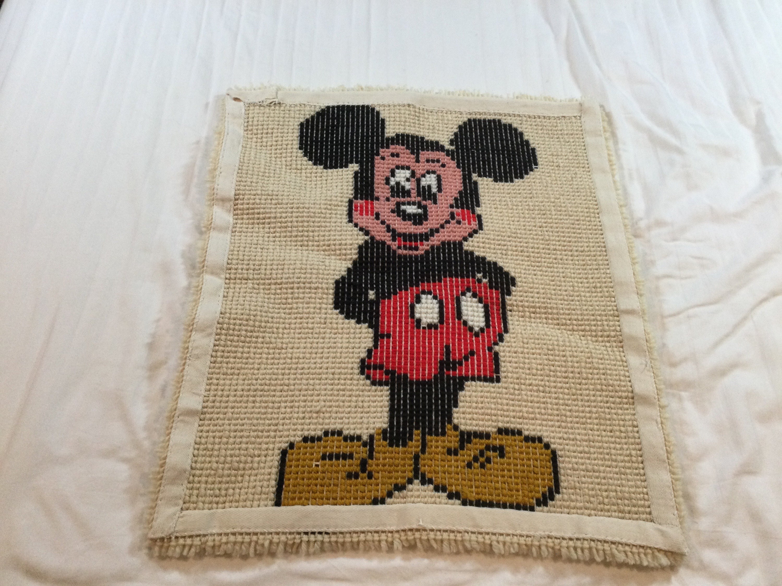 VTG Walt Disney Mickey Mouse Latch Hook Rug Wall Hanging 26 X Etsy