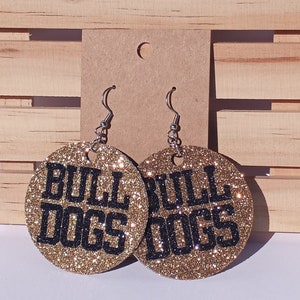Custom Glitter Earrings, Custom Circle Earrings, Team Earrings, Custom Team Earrings, Custom College Earrings, School Earrings, Two-Sided