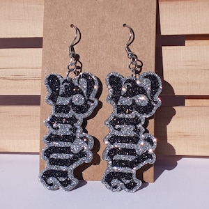 Gothic Bride Earrings, Goth Black Bride Earrings, Bachelorette Gift, Bachelorette Trip, Goth Bride Gift, Bridal Earrings, Goth Bride