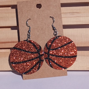 Basketball Earrings, Basketball, Basketball Mama, Sports Earrings, Basketball Jewelry, Gameday Basketball, Two-Sided, Glitter Basketball