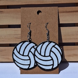 Volleyball Earrings, Volleyball, Volleyball Mama, Glitter Volleyball Earrings, Sports Earrings, Volleyball Jewelry, Team Earrings, Two-Sided
