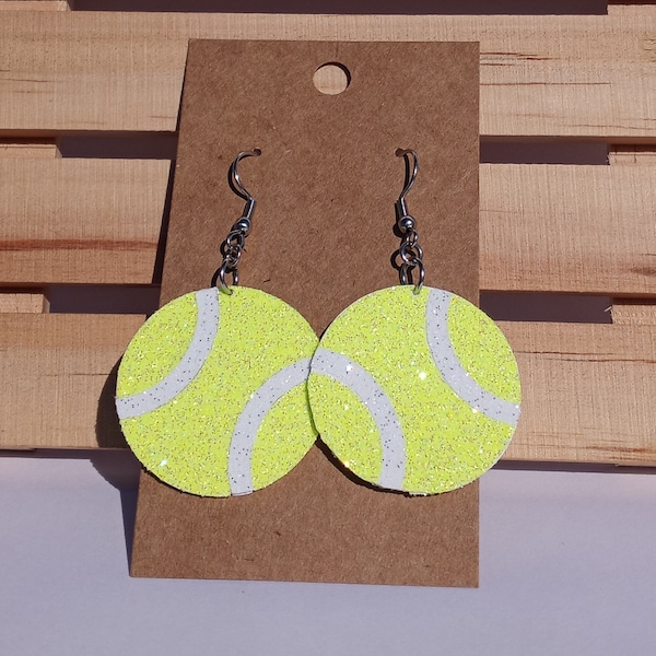 Tennis Earrings, Tennis, Tennis Mama, Glitter Tennis Earrings, Sports Earrings, Tennis Player Jewelry, Tennis Gift, Two-Sided