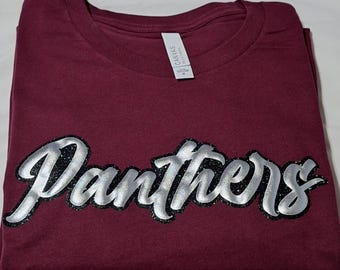 Custom Puff Glitter Team T-Shirt, School Spirit Shirt, Panthers Shirt
